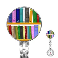 Shelf Books Library Reading Stainless Steel Nurses Watch by Celenk