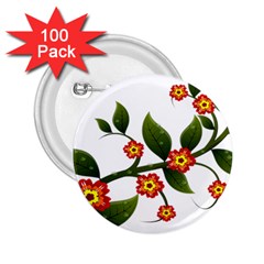 Flower Branch Nature Leaves Plant 2 25  Buttons (100 Pack)  by Celenk