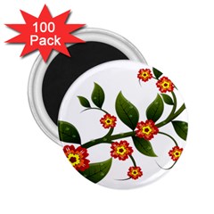 Flower Branch Nature Leaves Plant 2 25  Magnets (100 Pack)  by Celenk