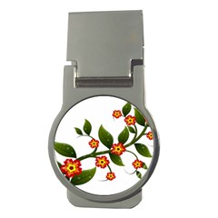 Flower Branch Nature Leaves Plant Money Clips (round)  by Celenk