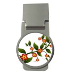 Flower Branch Nature Leaves Plant Money Clips (Round)  Front