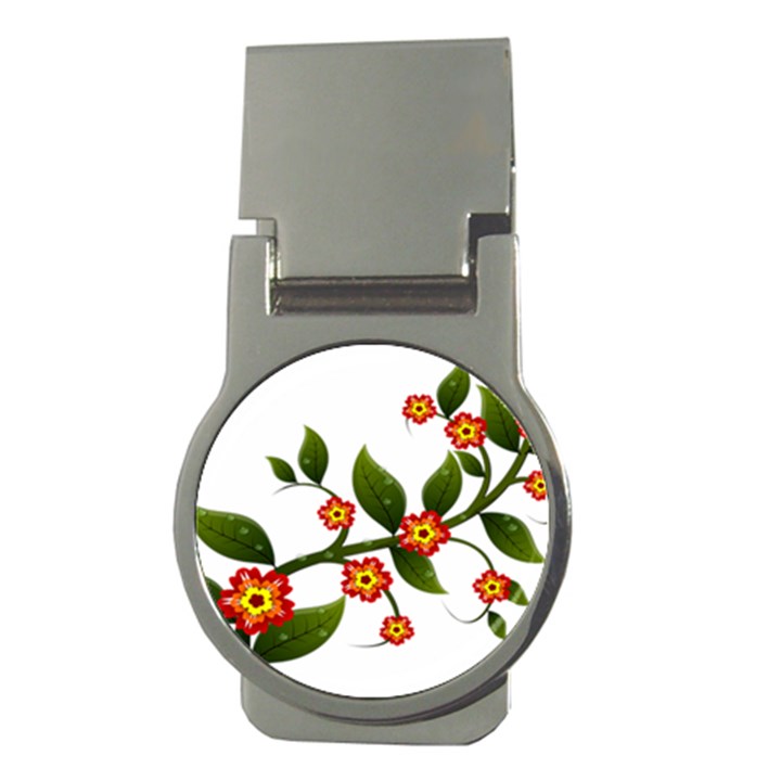 Flower Branch Nature Leaves Plant Money Clips (Round) 