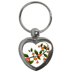 Flower Branch Nature Leaves Plant Key Chains (heart)  by Celenk