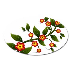 Flower Branch Nature Leaves Plant Oval Magnet by Celenk