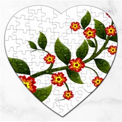 Flower Branch Nature Leaves Plant Jigsaw Puzzle (heart) by Celenk