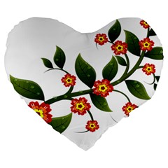 Flower Branch Nature Leaves Plant Large 19  Premium Heart Shape Cushions by Celenk