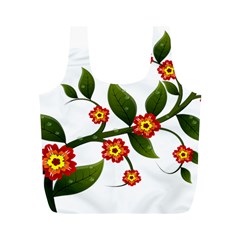 Flower Branch Nature Leaves Plant Full Print Recycle Bags (m)  by Celenk