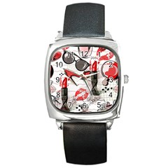 Cosmetic Pattern Square Metal Watch by Bigfootshirtshop