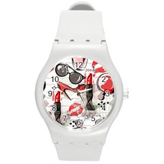 Cosmetic Pattern Round Plastic Sport Watch (m) by Bigfootshirtshop