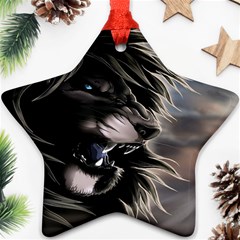 Angry Lion Digital Art Hd Ornament (Star)