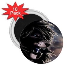 Angry Lion Digital Art Hd 2.25  Magnets (10 pack) 