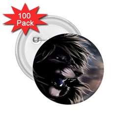 Angry Lion Digital Art Hd 2.25  Buttons (100 pack) 