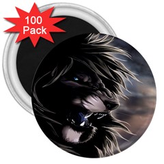 Angry Lion Digital Art Hd 3  Magnets (100 pack)