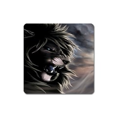 Angry Lion Digital Art Hd Square Magnet