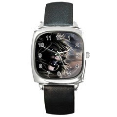 Angry Lion Digital Art Hd Square Metal Watch