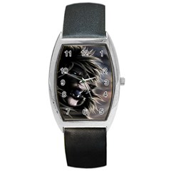 Angry Lion Digital Art Hd Barrel Style Metal Watch