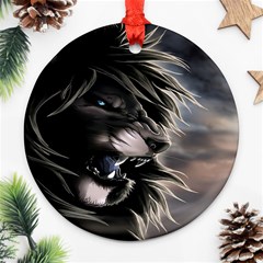 Angry Lion Digital Art Hd Round Ornament (Two Sides)