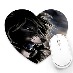 Angry Lion Digital Art Hd Heart Mousepads