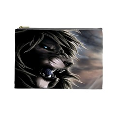 Angry Lion Digital Art Hd Cosmetic Bag (Large) 