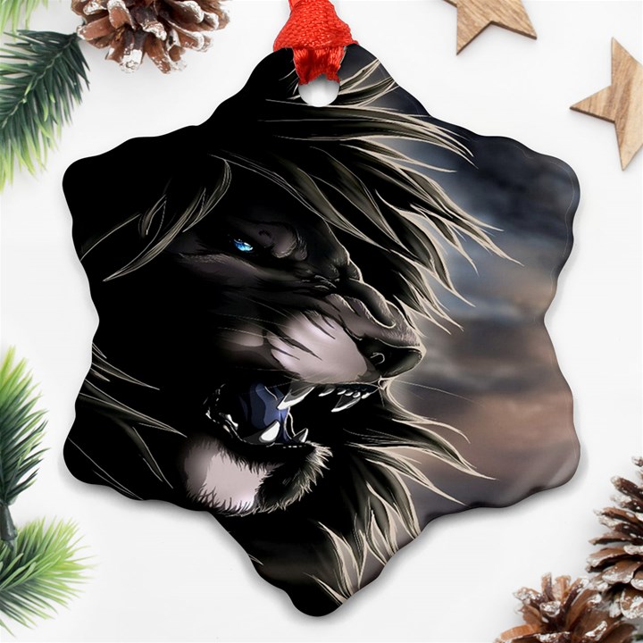 Angry Lion Digital Art Hd Ornament (Snowflake)