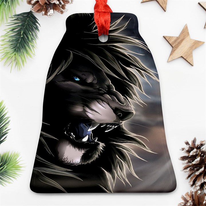 Angry Lion Digital Art Hd Ornament (Bell)