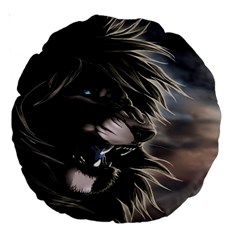 Angry Lion Digital Art Hd Large 18  Premium Round Cushions