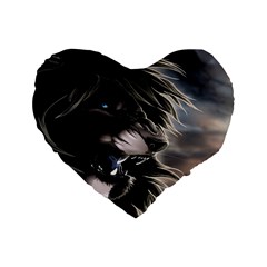 Angry Lion Digital Art Hd Standard 16  Premium Heart Shape Cushions