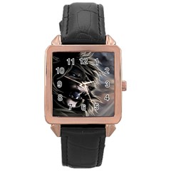 Angry Lion Digital Art Hd Rose Gold Leather Watch 