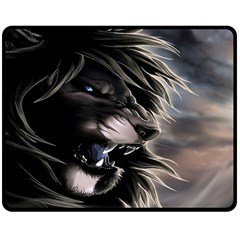 Angry Lion Digital Art Hd Double Sided Fleece Blanket (Medium) 