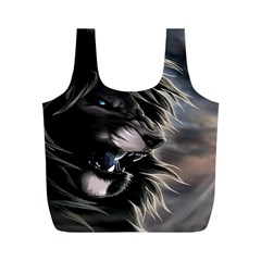 Angry Lion Digital Art Hd Full Print Recycle Bags (M) 