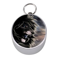 Angry Lion Digital Art Hd Mini Silver Compasses