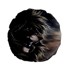 Angry Lion Digital Art Hd Standard 15  Premium Flano Round Cushions