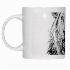 Lion Wildlife Art And Illustration Pencil White Mugs by Celenk