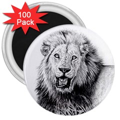 Lion Wildlife Art And Illustration Pencil 3  Magnets (100 Pack) by Celenk