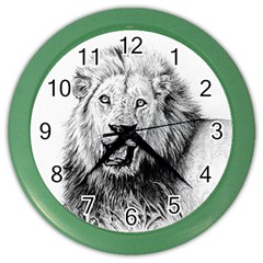 Lion Wildlife Art And Illustration Pencil Color Wall Clocks by Celenk