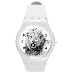 Lion Wildlife Art And Illustration Pencil Round Plastic Sport Watch (m) by Celenk