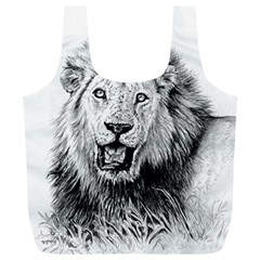 Lion Wildlife Art And Illustration Pencil Full Print Recycle Bags (l)  by Celenk