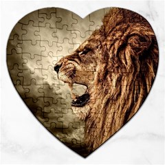 Roaring Lion Jigsaw Puzzle (heart) by Celenk