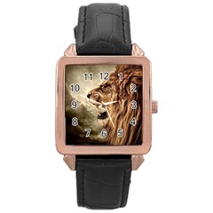 Roaring Lion Rose Gold Leather Watch 