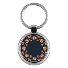 Floral Vintage Royal Frame Pattern Key Chains (round)  by Celenk