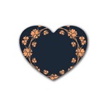 Floral Vintage Royal Frame Pattern Heart Coaster (4 pack)  Front