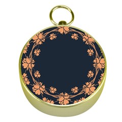 Floral Vintage Royal Frame Pattern Gold Compasses by Celenk