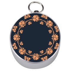 Floral Vintage Royal Frame Pattern Silver Compasses by Celenk