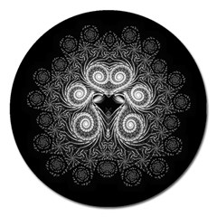 Fractal Filigree Lace Vintage Magnet 5  (round) by Celenk