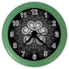 Fractal Filigree Lace Vintage Color Wall Clocks by Celenk