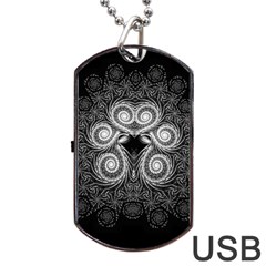 Fractal Filigree Lace Vintage Dog Tag Usb Flash (two Sides) by Celenk