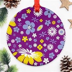 Floral Flowers Ornament (round) by Celenk