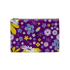 Floral Flowers Cosmetic Bag (medium)  by Celenk