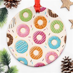 Colored Doughnuts Pattern Round Ornament (two Sides) by Bigfootshirtshop