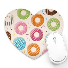 Colored Doughnuts Pattern Heart Mousepads by Bigfootshirtshop